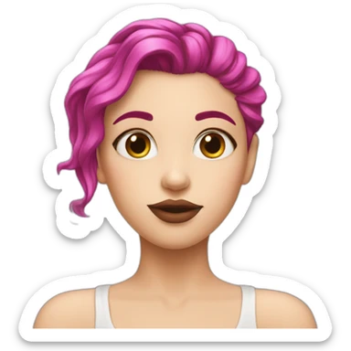 White girl with magenta hair send kiss sticker