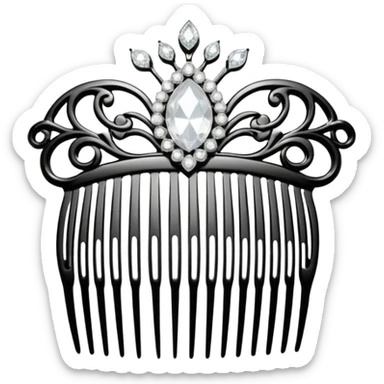 elegant white hair comb with diamonds sticker