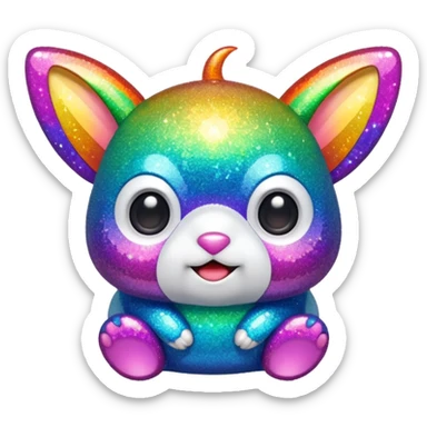rainbow glitter gizmo  sticker