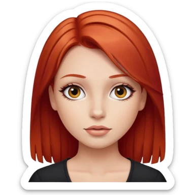 una chica maquillada con el pelo liso y pelirrojo sticker