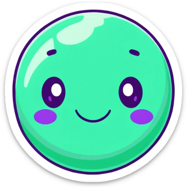 emerald green planet with lighter green spots and a cute beaming face sticker