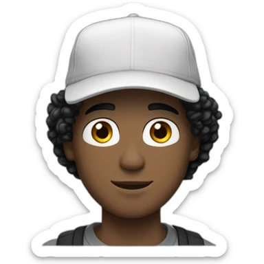 20yo Curly white man black hair with a MacBook and a ny cap sticker