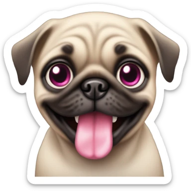 Baby pug with big pink
 eyes smiling  sticker