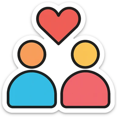 Heart between 2 people sticker