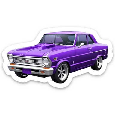 futuristic midnight-purple stealthy black metallic 1965 Chevy Nova SS street rat rod  understated  sticker