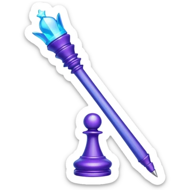 Create a small, visually appealing icon of a magic wand (chess wand style) to represent creativity and artistic design. Use a clean, modern look with glowing accents in purple and blue shades.
 sticker