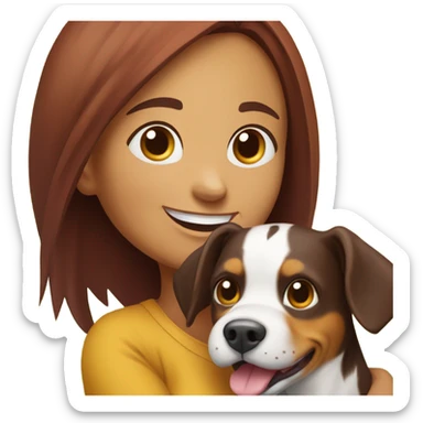 smiling girl with dog appenzeller viszla outdoors sticker