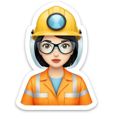 Woman with black hair with PPE sticker