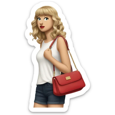 Stingy Taylor Swift clutching her purse tightly  sticker