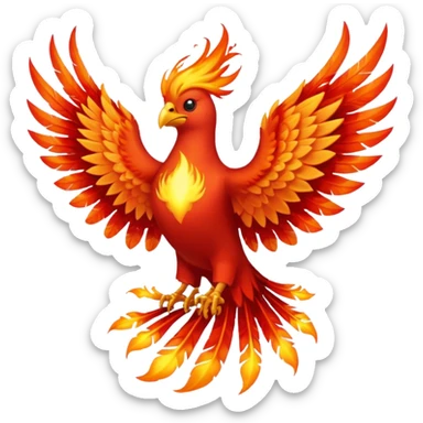 Phoenix force from marvel in a shape of flame bird face to screen with spread wings sticker