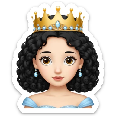 Princesa banca con el pelo rizado y el pelo negro  sticker