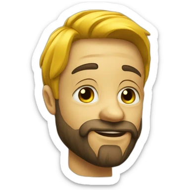 lauguing yellow emoji with realistic human features and beared too sticker