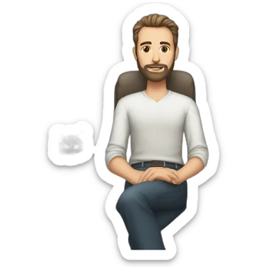 a lazy male software engineer with long slicked back hair a beard and 2 kittens sticker