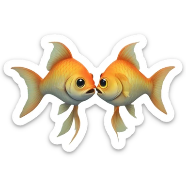 Two fish kiss each other  sticker