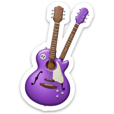 a purple Christmas ornament with a guitar sticker