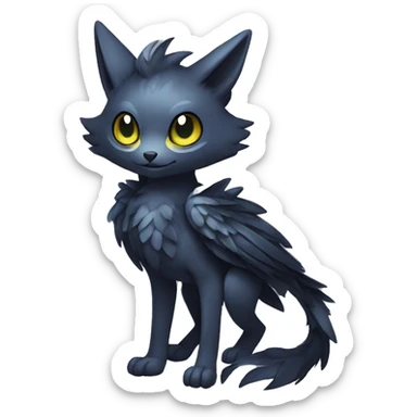 Cute cool shiny fantasy dark-shadow-themed animal hybrid Fakemon full body sticker
