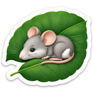 a mouse asleep on a leaf sticker