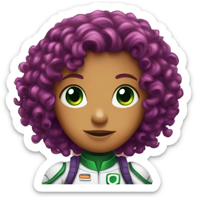 starfire dc red curly hair purple spacesuit eyes green sticker