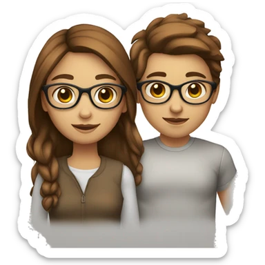 girl bestfriends both white with brown hair one of them has glasses sticker