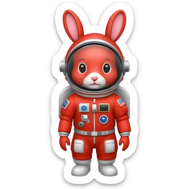 red rabbit with astronaut costume sticker