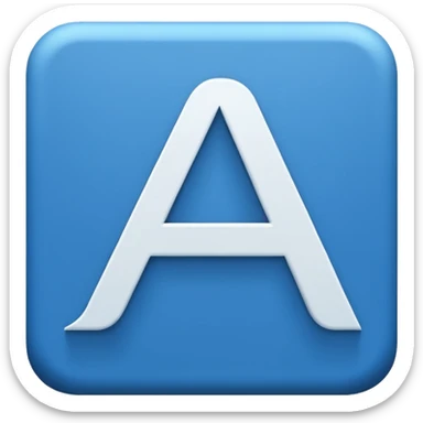 The image is a blue icon with the letter "A" in the center. The letter is in a bold, sans-serif font and is slightly tilted to the right. Below the letter, there is a smaller text that reads "10.9". The background is white and the icon is simple and minimalistic. sticker