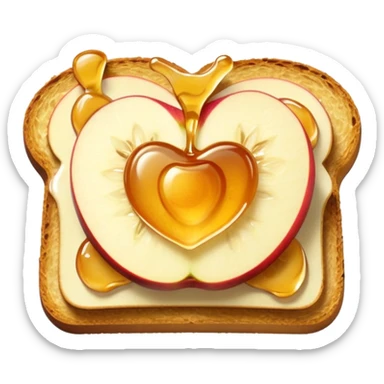 toast with apple slices on top with a drizzle of honey sticker