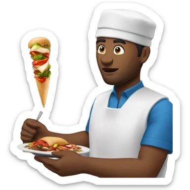 Homme antillais qui mange un kebab sticker