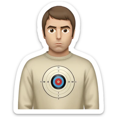 Liam Gallagher with mod target on his sweater sticker