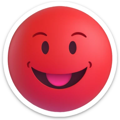 3D smiley emoji, round shape, party student, red color, cheerful face sticker