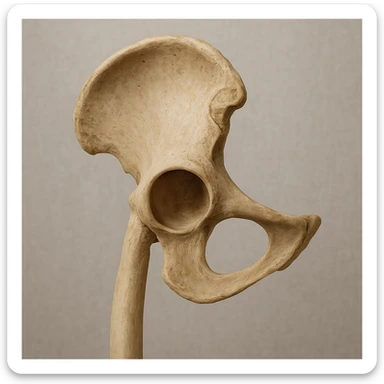 realistic lateral view of a human hip bone with anatomical details sticker
