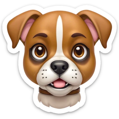Cinematic Comical Fawn Boxer dog Portrait Emoji, Head tilted dramatically with an exaggeratedly shocked or offended expression, featuring a sleek fawn Fur with a distinctive white muzzle, wide, expressive brown eyes filled with exaggerated disbelief, Simplified yet hilariously expressive features, highly detailed, glowing with a slightly sassy glow, high shine, dramatic yet playful, stylized with an air of attitude, bright and endearing, soft glowing outline, capturing the essence of a sassy and over-the-top guardian, so meme-worthy it feels like it could side-eye its way into internet fame instantly! sticker