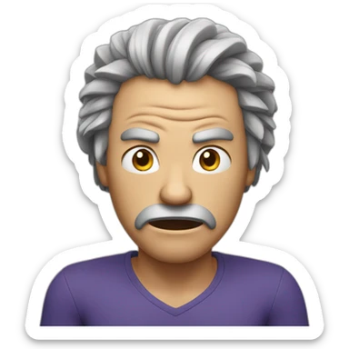 A man that is very angry. He pulls his hairs strongly with his hands. sticker