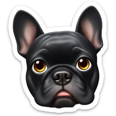 Black frenchie with food crumbs stuck to his face sticker