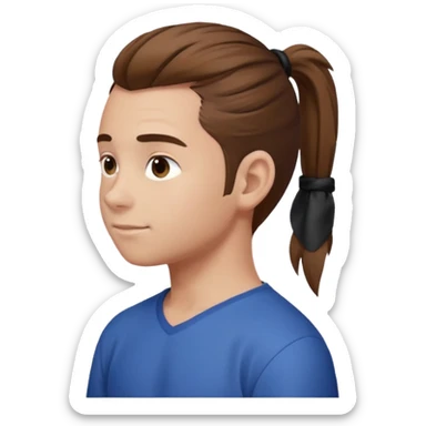 boy with ponytail, 3/4 view sticker