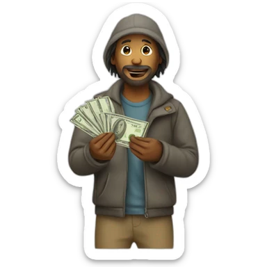 homeless giving money sticker