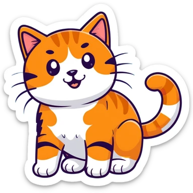 playful orange tabby cat sticker