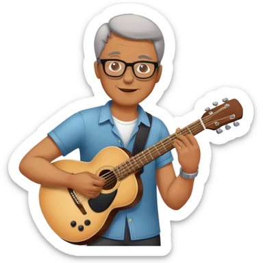 middle-aged man in glasses, musician, instrument, guitar, piano, violin, performance, music, playing, melody, talent, sound, notes, skilled, artist, creativity sticker