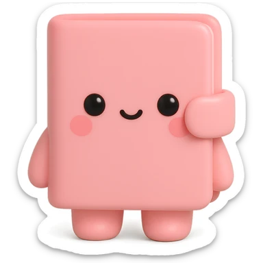 a pink diary, vinyl figure style sticker