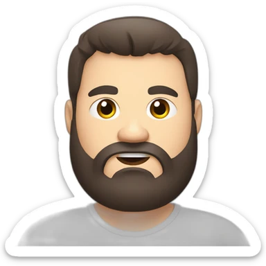 Angry brunette bearded overweight male, height. extending his hand sticker