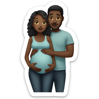 Pregnant black couple sticker