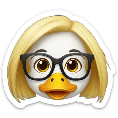 cute female duck wearing glasses sticker