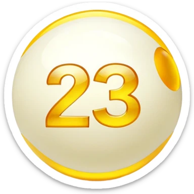 golden billiard ball with the number 23 in a glowing neon style sticker