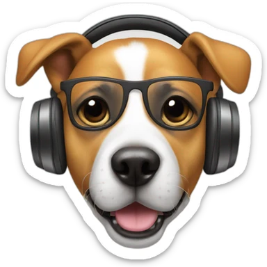 Dog with headphones  sticker