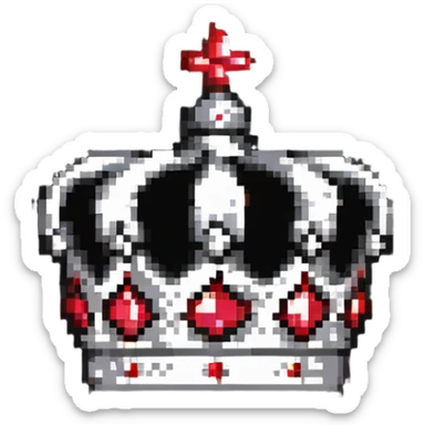 black crown with red jewels, simple and bold design sticker