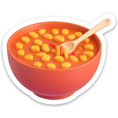 tteokbokki, spicy Korean rice cakes, 3D emoji style, glossy, appetizing, in a bowl sticker