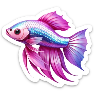 pink and white betta fish with flowing fins sticker