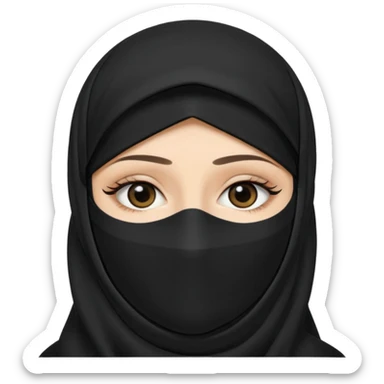 Black bedoon essm niqab wearing white women that cover their face & forhead only show eyes.no hands & any other body part showing.cover the face sticker