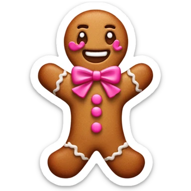 Gingerbread man with pink decorations  sticker