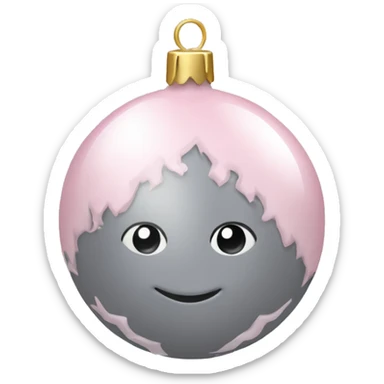 grey and baby pink christmas bauble sticker