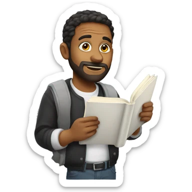 Men whit book sticker